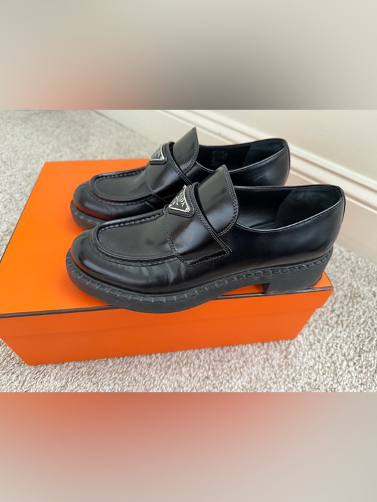 Prada Black Leather Platform Loafers size US7.5 IT37.5 authentic - Picture 8 of 16